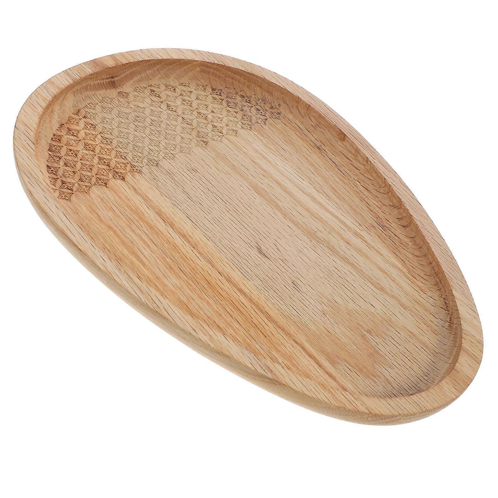 Brown Wooden Serving Tray for Serving 3Pcs Oval Shape Snack Plates