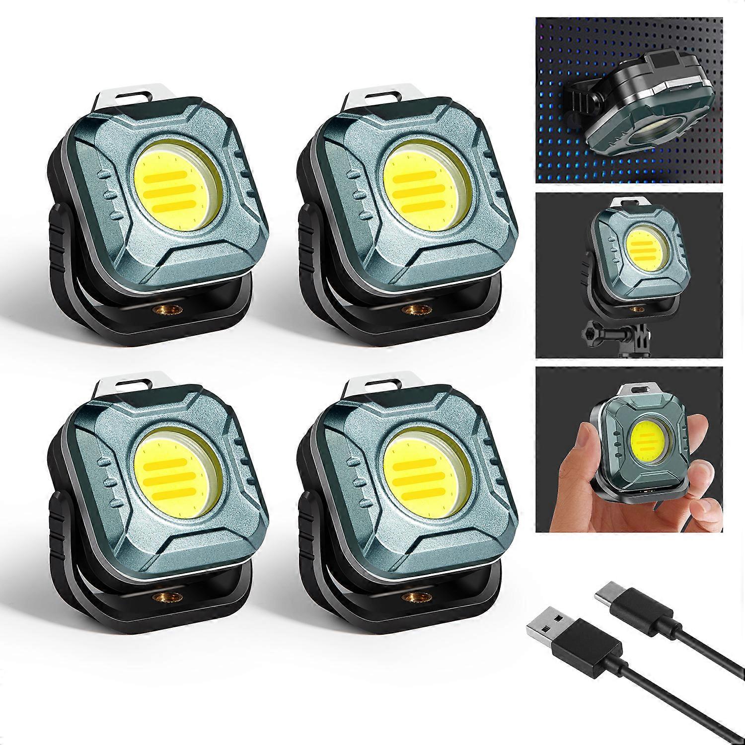 1200Amh Mini Work Light 4pcs High Power Endurance Rechargeable LED Power Display Portable Flashlight for High Power Torch Lamp