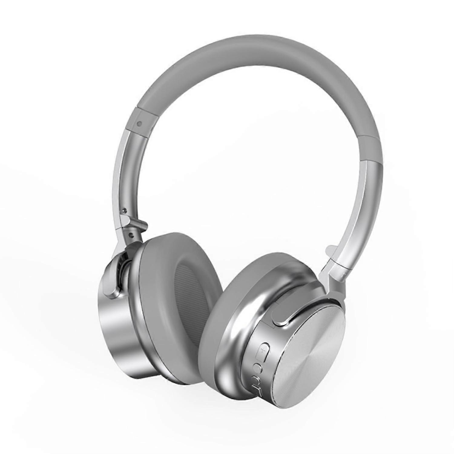 Retro Headband Bluetooth Headset DualMode Folding Bluetooth 5.3 Stereo TF Card FM Radio Long Battery Life Silver