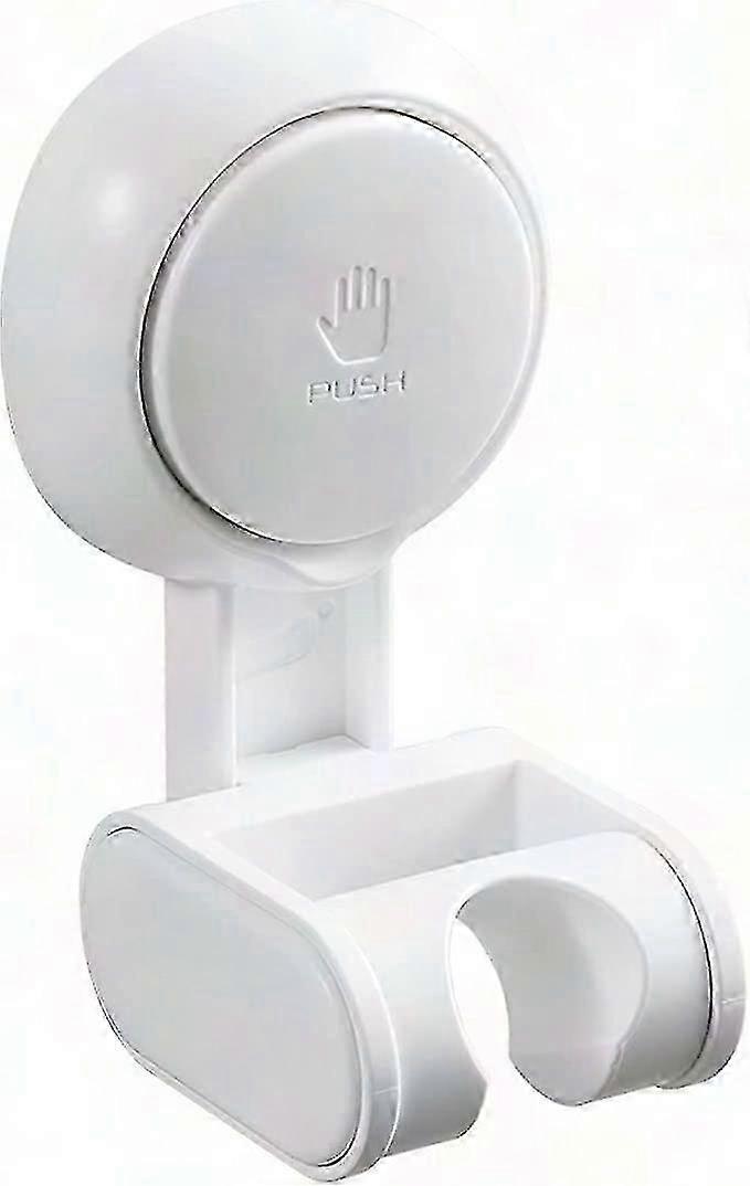 No Drill Suction Cup Shower Head Holder - Adjustable, Waterproof, Wide Angle, White