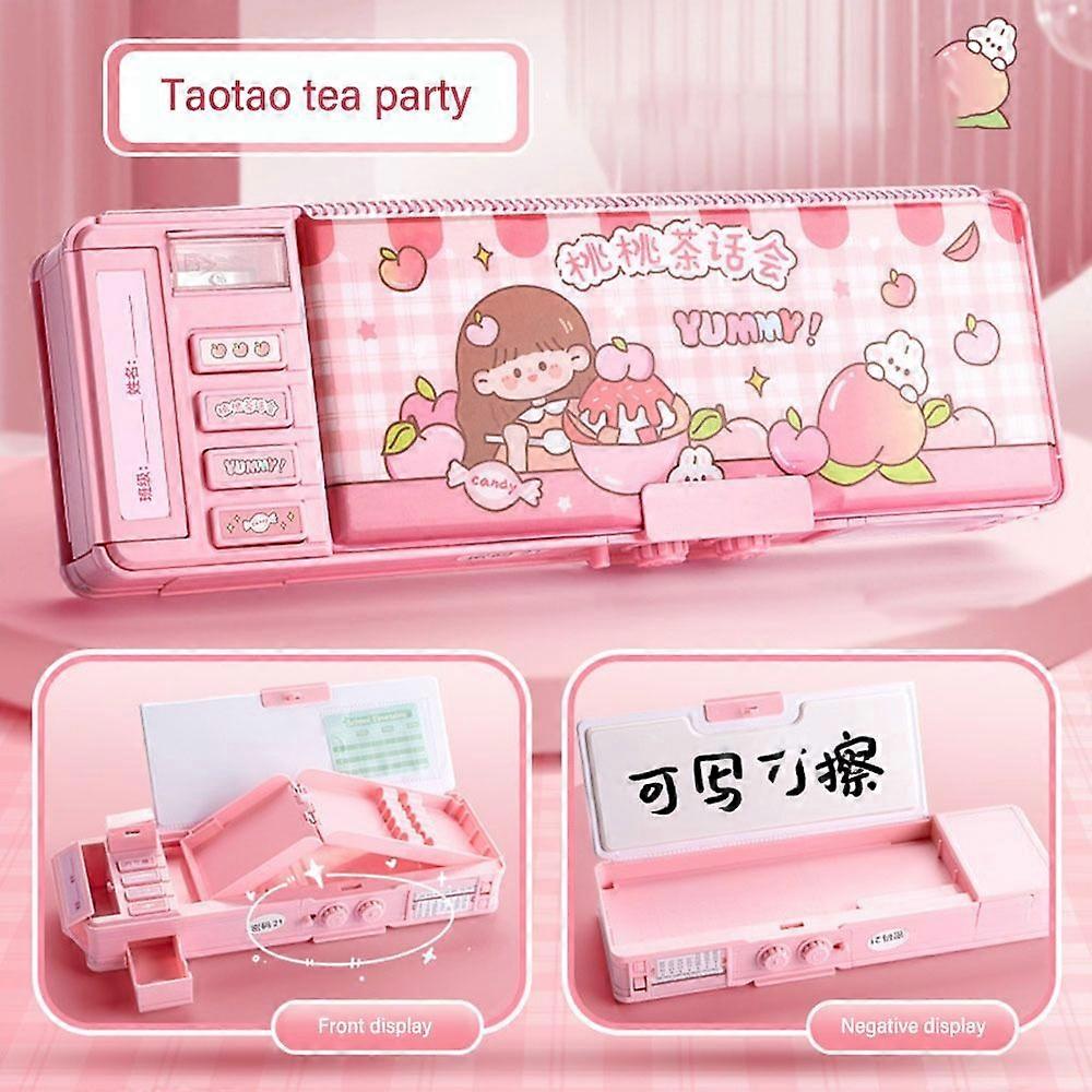 Double-layer Double Password Lock Pencil Case Students Multi-Functional Mechanism Pencil Box Stationery Storage Box