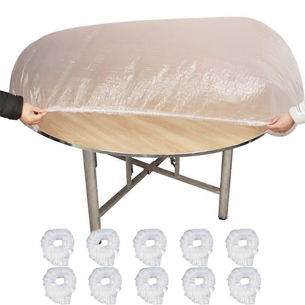 Disposable Tablecloth, Elastic Fitted Waterproof Round Table Cover for Parties, 10 Pack 70 Inch