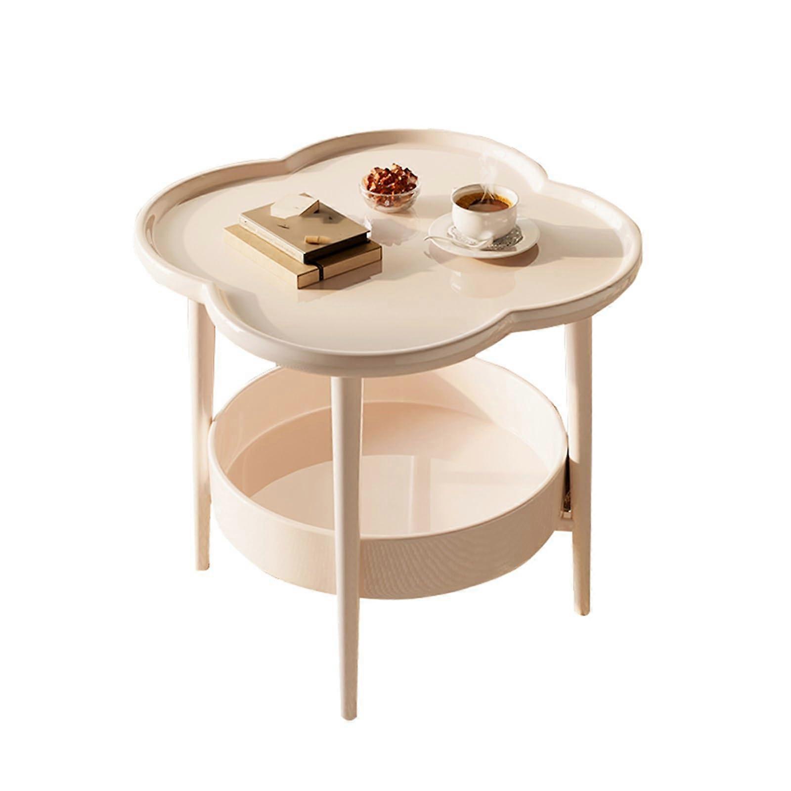 White Bedside Table with DoubleLayer Storage for Bedroom and Living Room, Comfortable Height