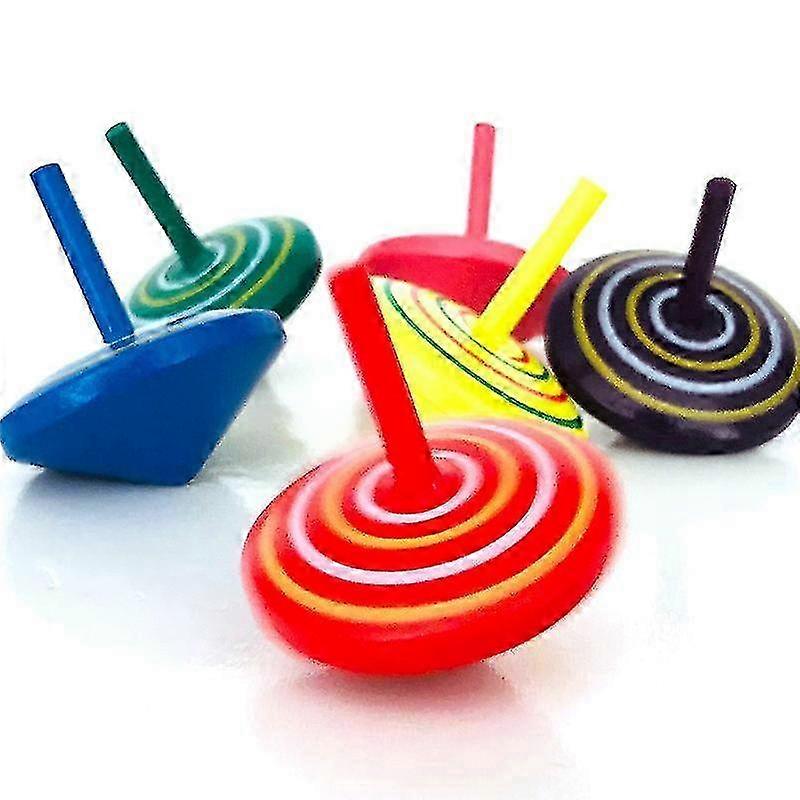 6pcs/set Hand Painted Wooden Spinning Tops