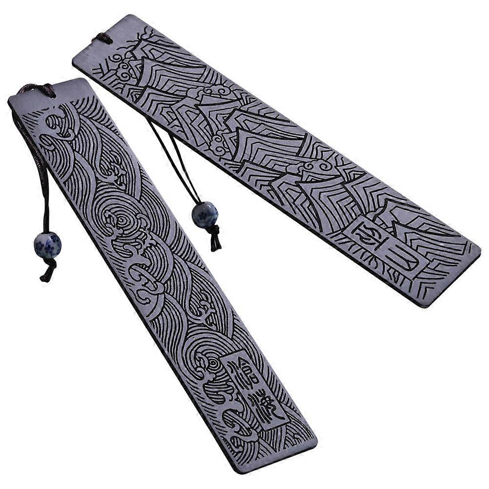 Timeless Mark Engraved Bookmark For Students Book Decoration Black Rectangular Wood 2Pcs