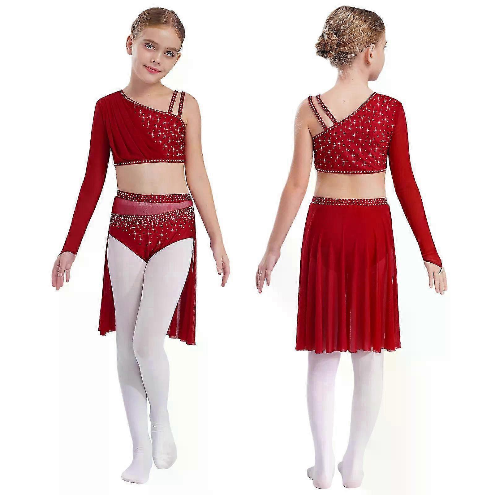 Robe de danse lyrique moderne pour enfants filles, Costume de justaucorps de gymnastique, de patinage artistique, à bretelles au dos, robe de Jazz latine – acheter les meilleurs produits dans la boutique