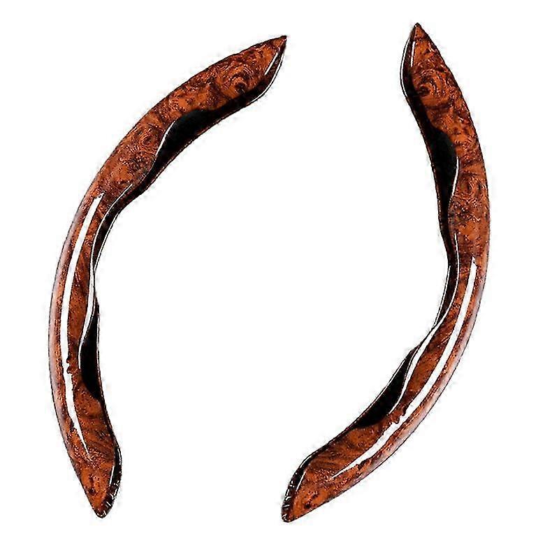 Leather Steering Wheel Cover for Universal Fit, Mahogany Pattern Interior Upgrade