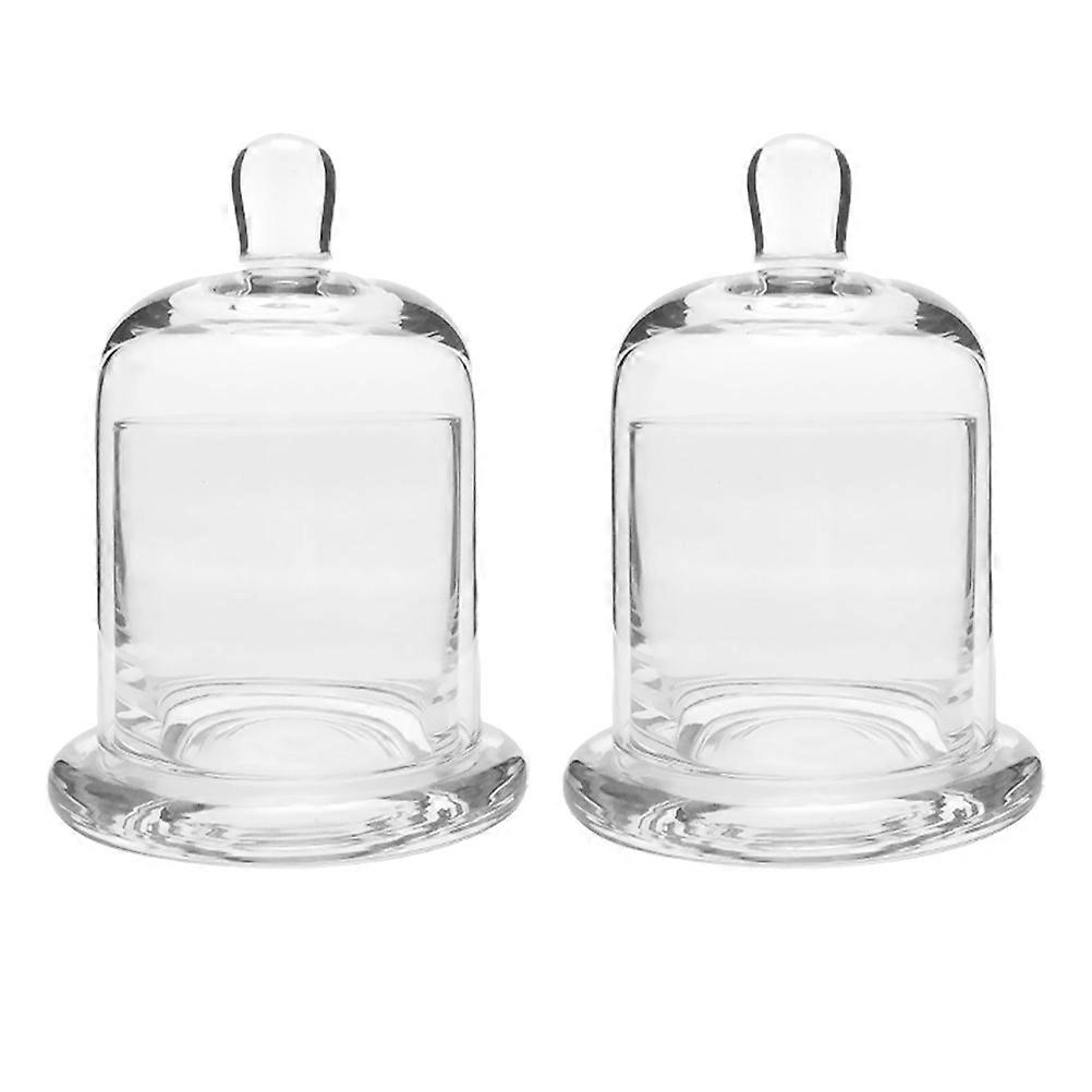 Glass Candle Holder Decorative Bell Jar for Storage Use 2Sets