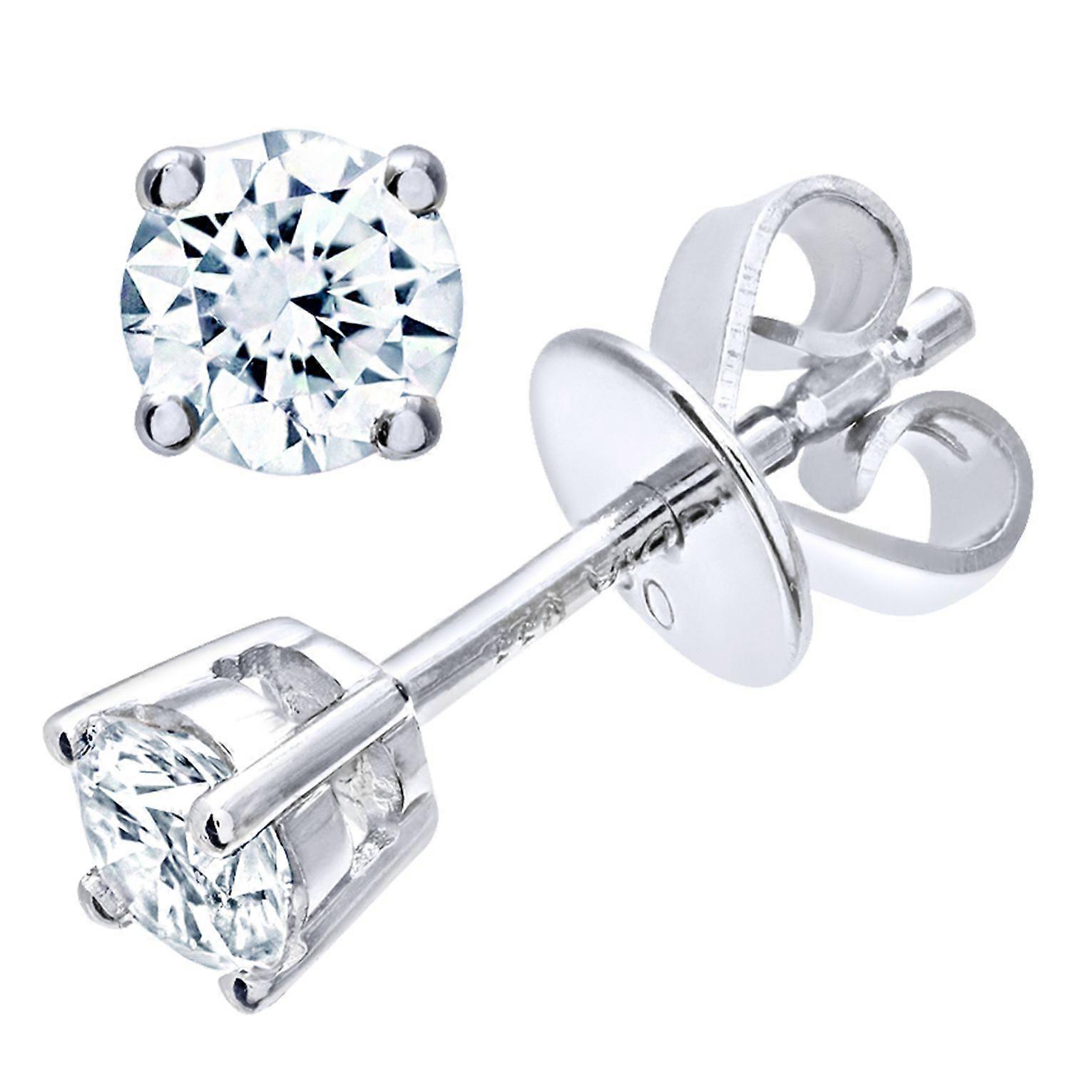 Jewelco London 18ct White Gold Round 1/3ct Diamond Solitaire Stud Earrings