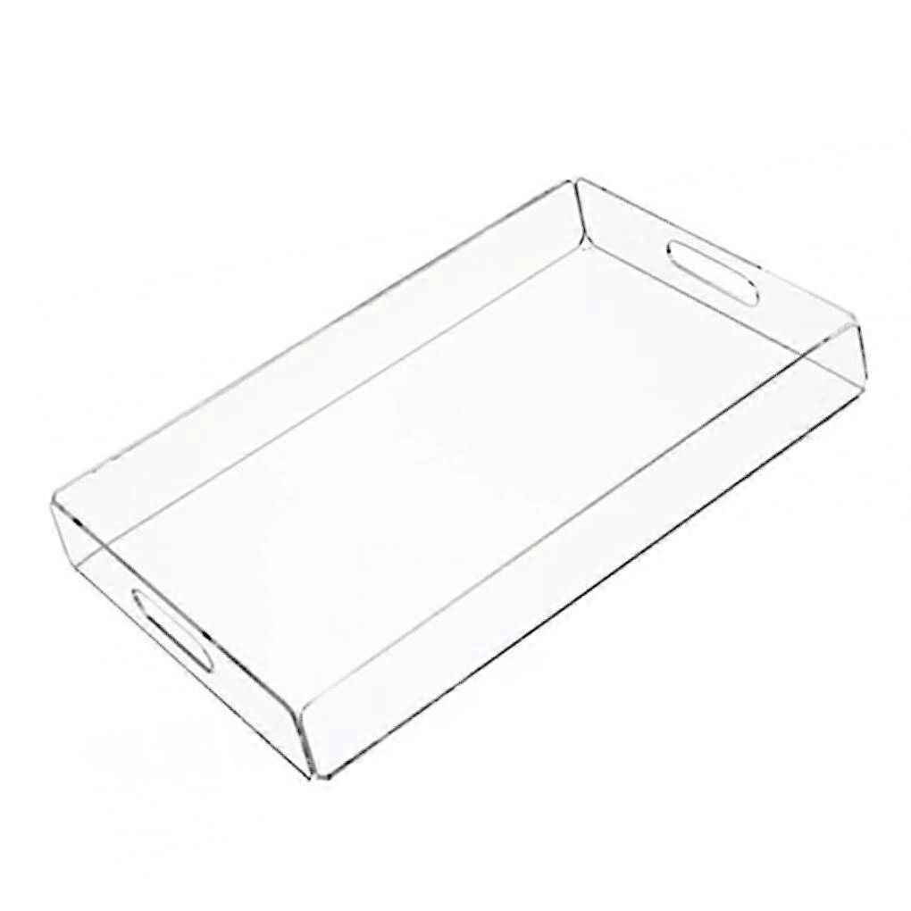 Clear Acrylic Serving Tray with Handles Spill Proof for Breakfast Coffee Table and Kitchen Use