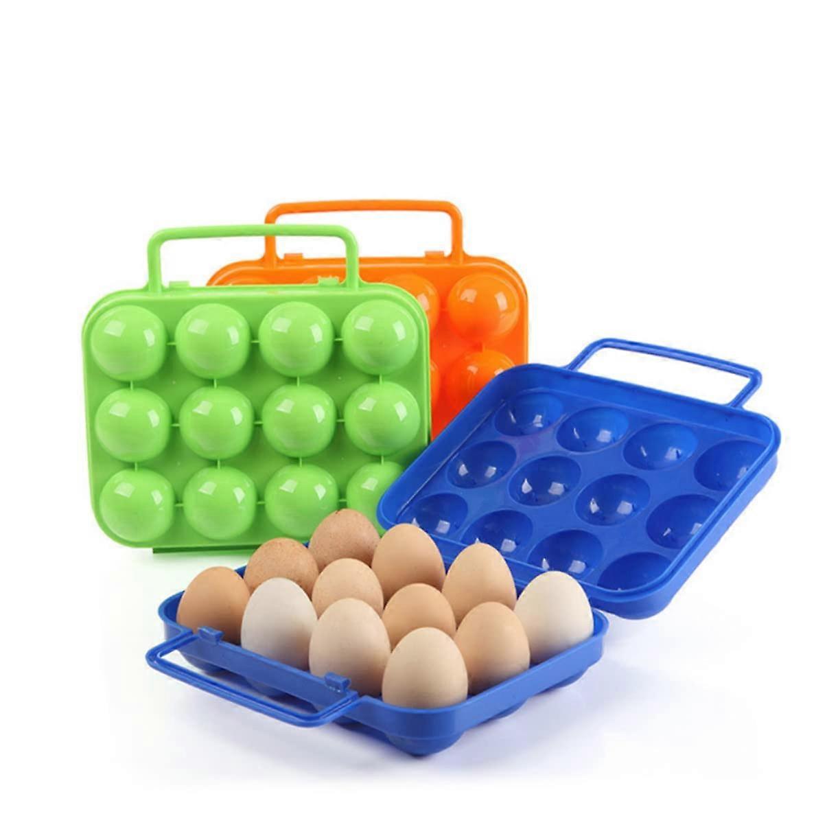 Egg Storage Container with Egg Protection Design, Holds 12 Eggs, Plastic Egg Carrier for Camping