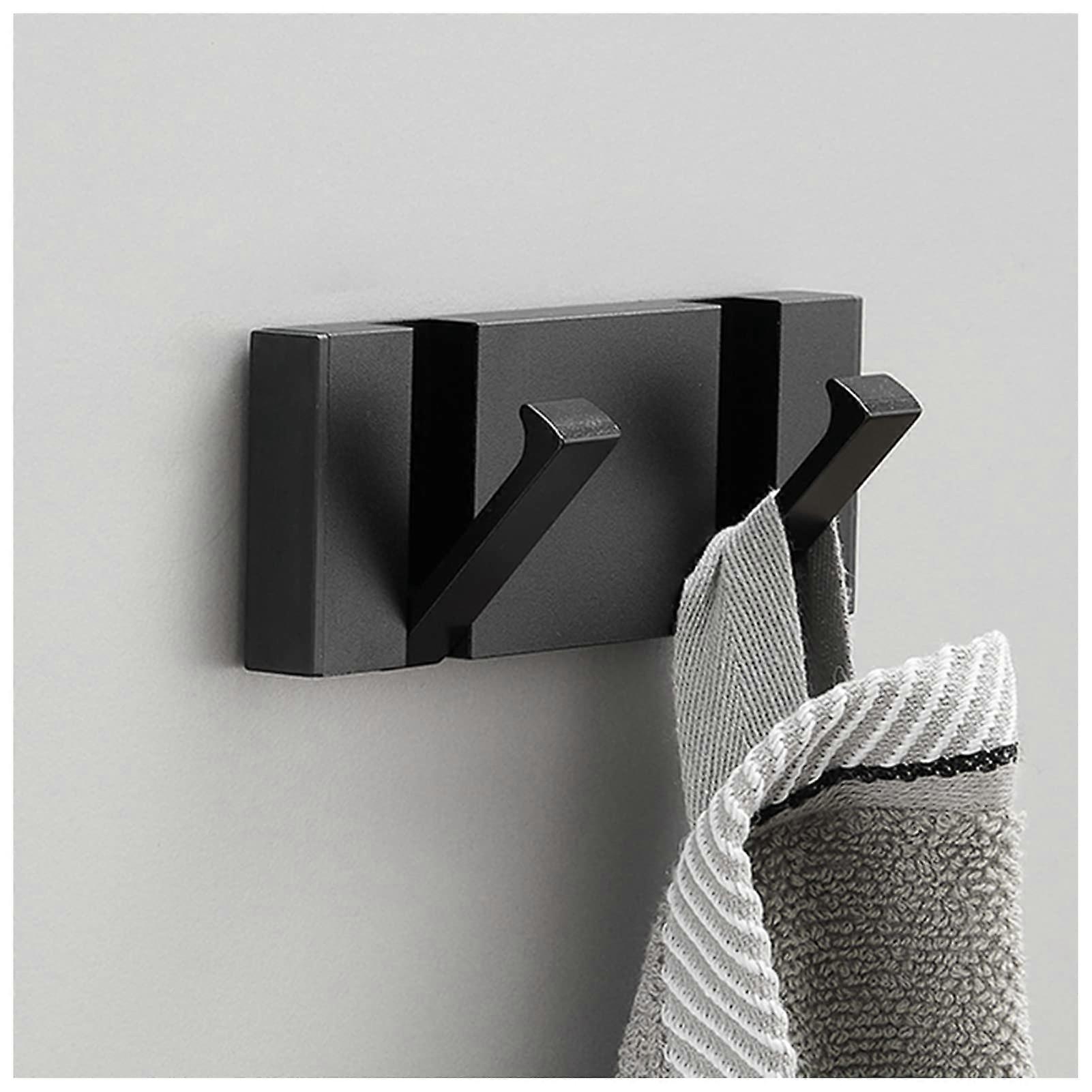 Wall Mounted Coat Rack with Retractable Hooks Space Saving Folding Towel Hanger Black Gold 2 Hook
