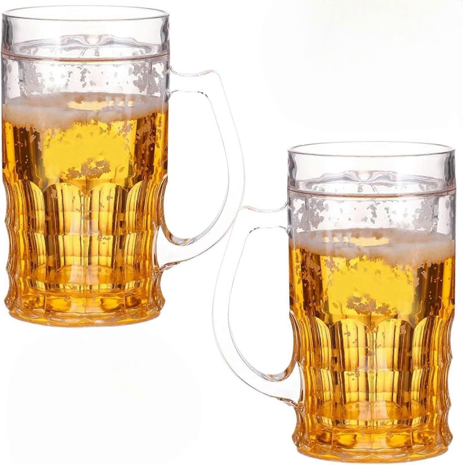 2Pcs Fake Beer Mug 450ml Dual Layer Prank Stein with Sturdy Handle for Fun Party Drinks