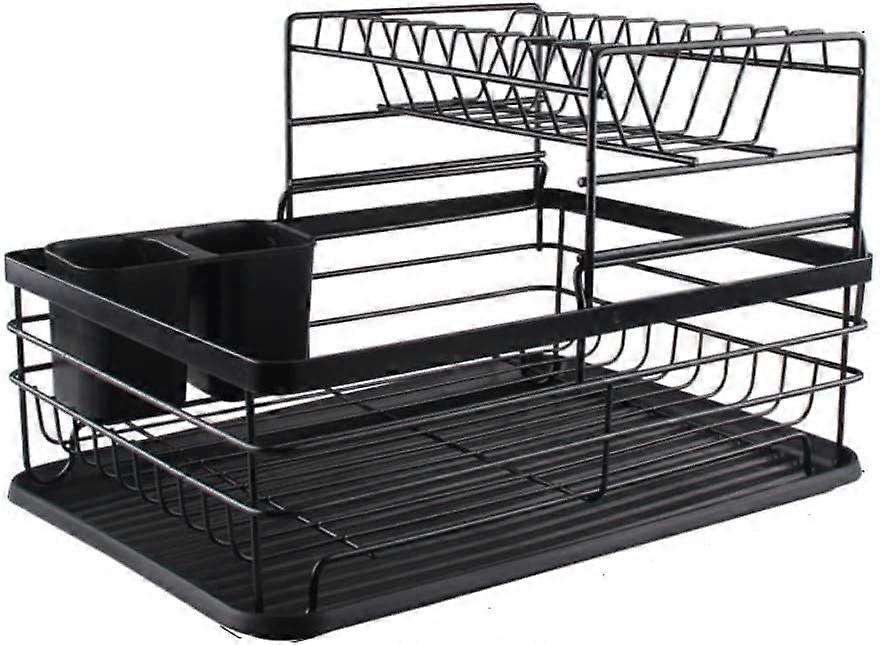 Dish Drying Rack with Utensil Holder and Removable Drip Tray, Large Capacity Kitchen Organizer