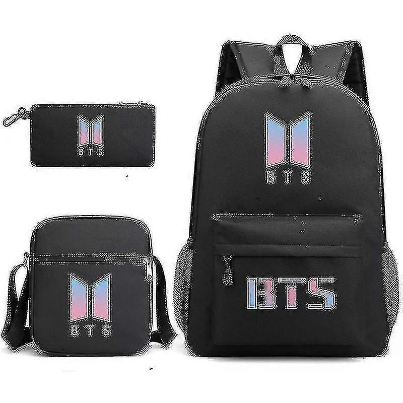 Bts Backpack Student Schoolbag Three-piece Set