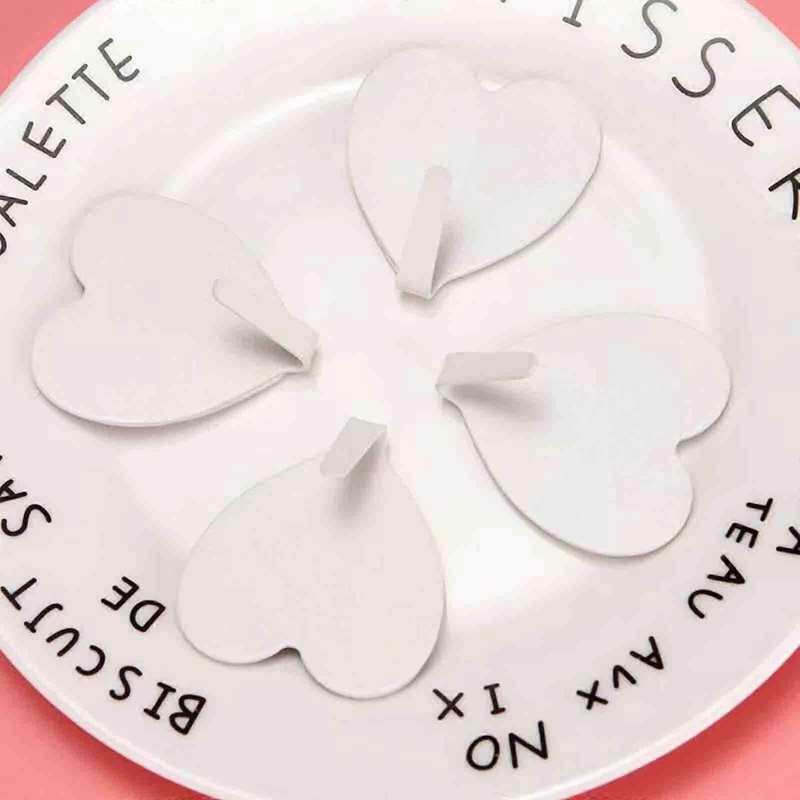 Heart Shaped Adhesive Wall Hooks White 4PCS No Drill Decorative Hooks for Bathroom and Bedroom