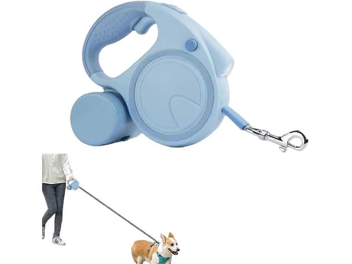 5m Retractable Dog Leash with Flashlight and Blue Trash Can
