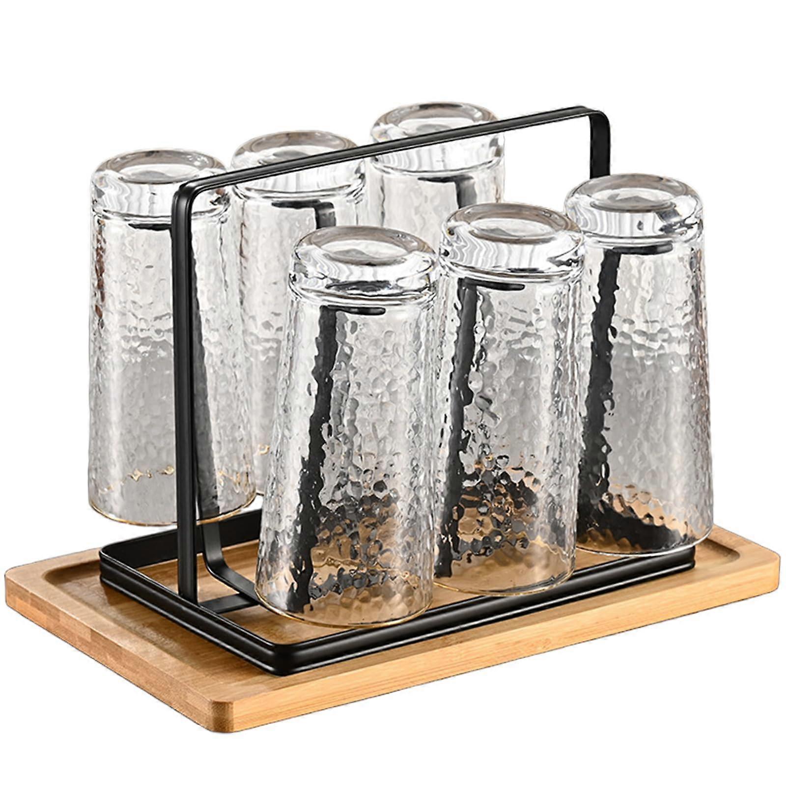 Cup and Bottle Drying Rack with SlipResistant Pads, SpaceSaving Six Holders, RustResistant