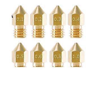 MK8 Brass 3D Printer Nozzle 0.4mm M6 Thread  Precision for CR10 Ender3 3.0mm Filament 5pcs