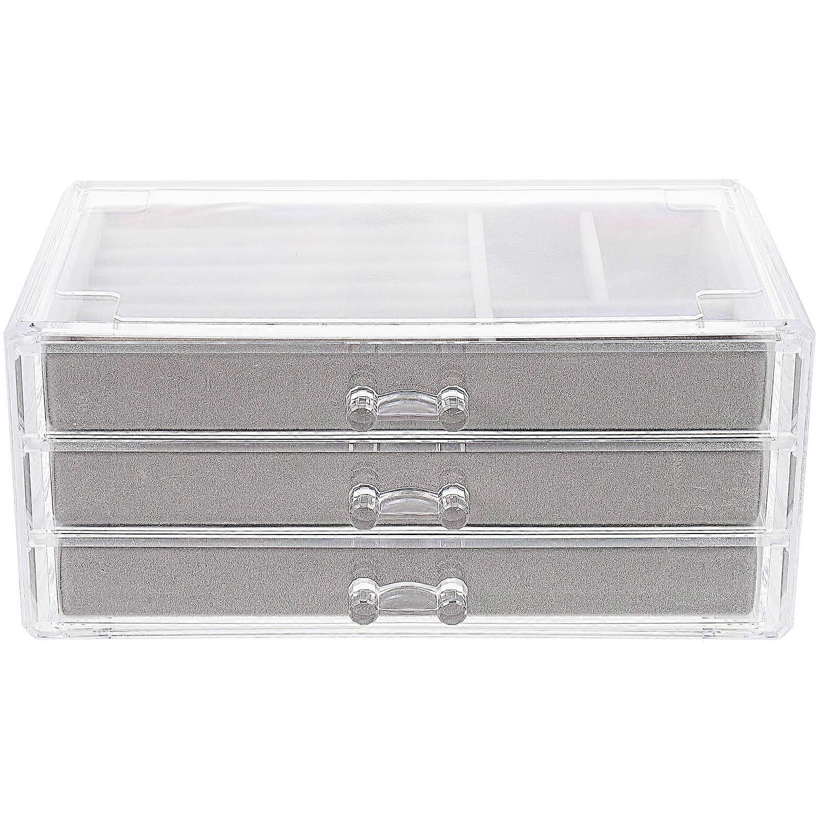 Jewelry Storage Box Desktop Organizer for Storage Use Grey Plastic