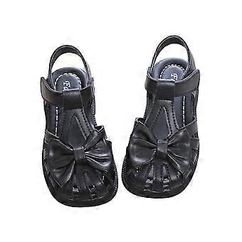 Gesloten teensandalen met bloemenprint voor peutermeisjes, zomerjurkjes, zwart, 15-18 maanden