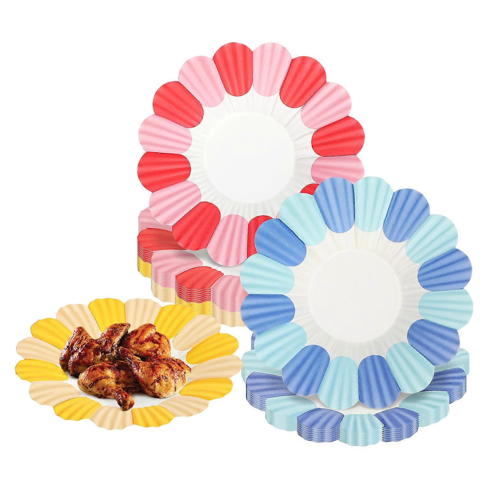 Flower Shape Paper Plates Assorted Plates Set 150Pcs