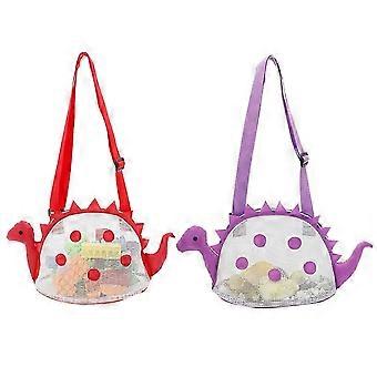 Dinosaur Mesh Beach Bag For Kids Shell Collecting Totes Portable Beach Holding Bag For Boys And Girls