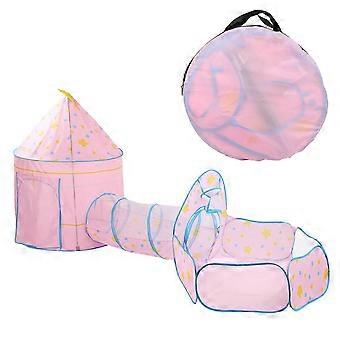 3pcs bebê barraca criança engatinhando túnel jogar barraca interior crianças criança brinquedo bola piscinaPink