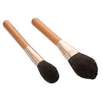 Double-Ended Blusher Makeup Brush Practical for Face Powder 2Pcs with Wooden Handles