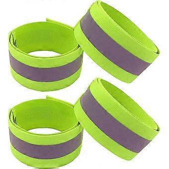 Brassard de sécurité réfléchissant - Haute visibilité pour le vélo et la course à pied des enfants - Bande élastique avec velcro fluorescent, inaltérable, lot de 4