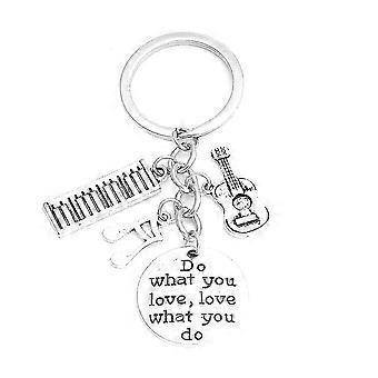 Guitar Note Keychain, Metal, Creative Music Pendant, Bag Car Decor