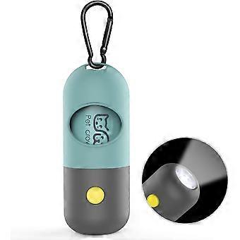 Dog Poop Bag Dispenser For Leash, Compatible Pet Waste Bags Holder With Safe LED Flashlight and 15 PCS Biodegradable Extra Thick Doggy Waste Bags