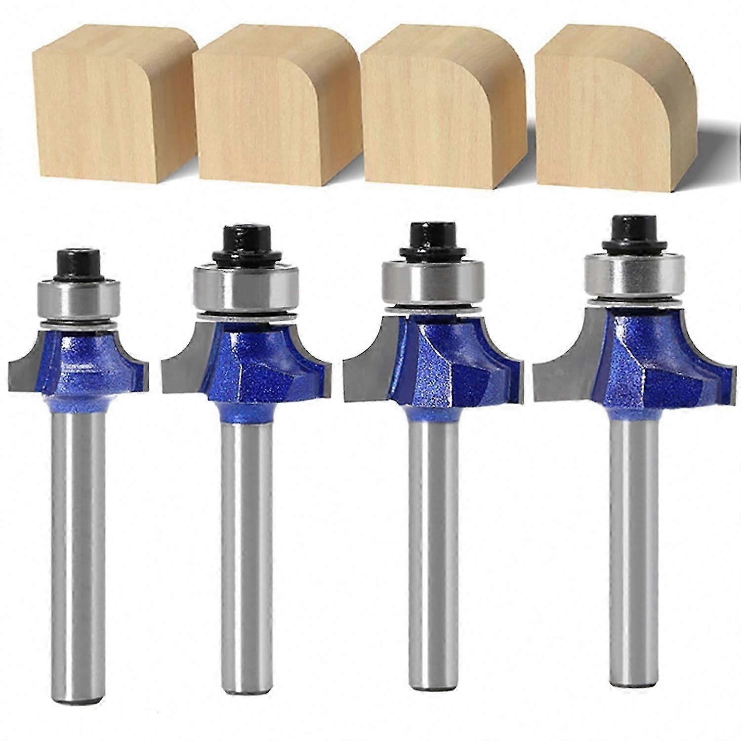 4-Pack Round Router Bits with 6mm Shank