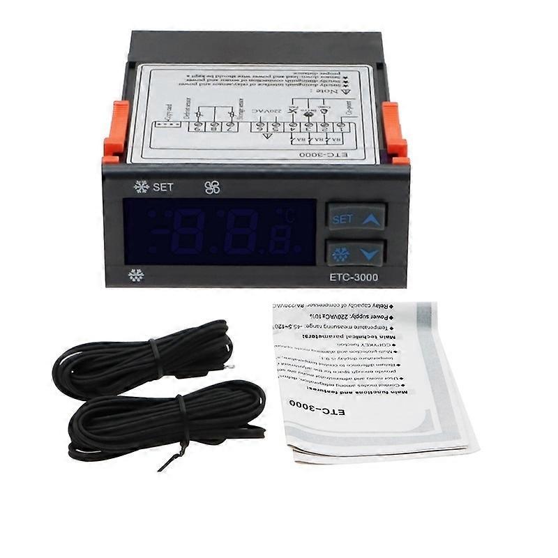 3000 mini digital temperature controller refrigerator thermostat dual sensor 220V