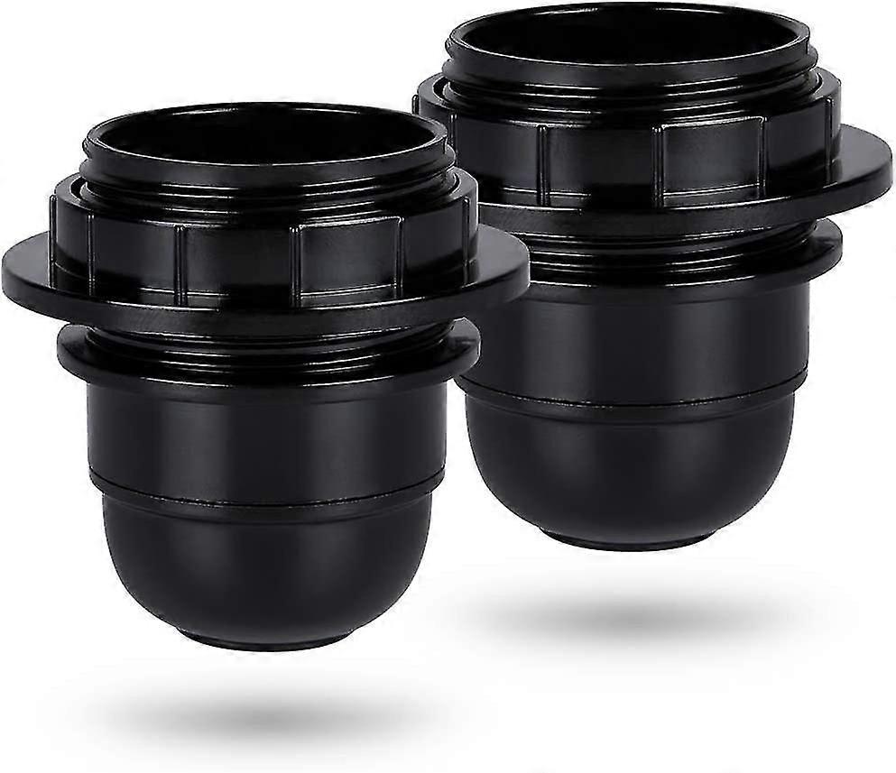 Black E27 Screw Socket - 2x E27 Lamp Socket Plastic Ring - E27 Bulb Socket - E27 Bulb Socket Holder For Ceiling And Pendant Lamp - E27 Bulb Socket