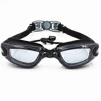 Professional Swimming Goggles Swimming Goggles With Earplugs Nose Clip Waterproof Silicone (1 Piece, Black)
