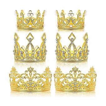 6 pezzi Crown Cake Topper Compleanno Mini Crown Cake Topper Crystal Pearl Cupcake Toppers per matrimonio B