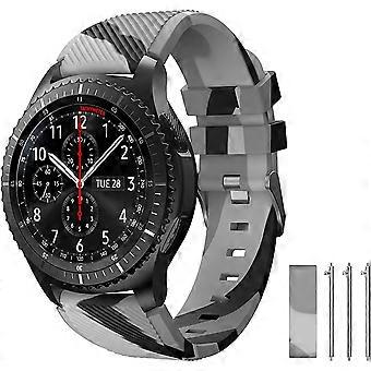 22 mm horlogeband compatibel voor Samsung Galaxy Watch 3 45 mm / Galaxy Watch 46 mm banden / Gear S3 Frontier / Classic, 22 mm zachte siliconen slimme horlogeband Casua