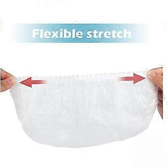 100pcs Disposable Shower Caps, Plastic Elastic Bath Cap For Home Use, Hotel, Spa, And Hair Salon