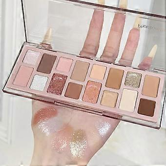 Paleta de Sombras Rosa com 16 Cores, À Prova D'Água, Longa Duração, Alta Pigmentação para Maquiagem do Dia a Dia
