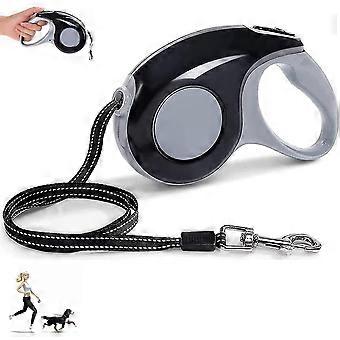 Einziehbare Hundeleine 5m mit einziehbarer Leine Trainingsleine für Hundegrößen bis zu 16kg (schwarz)