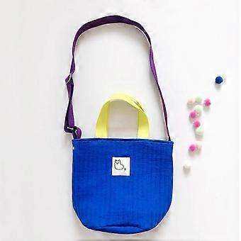 CanvasTragetasche für Damen Mädchen Kinder Umhängetasche mit Innentasche für Arbeit, Strand, Mittagessen, Reisen und Einkaufen, Lebensmittel, Blau