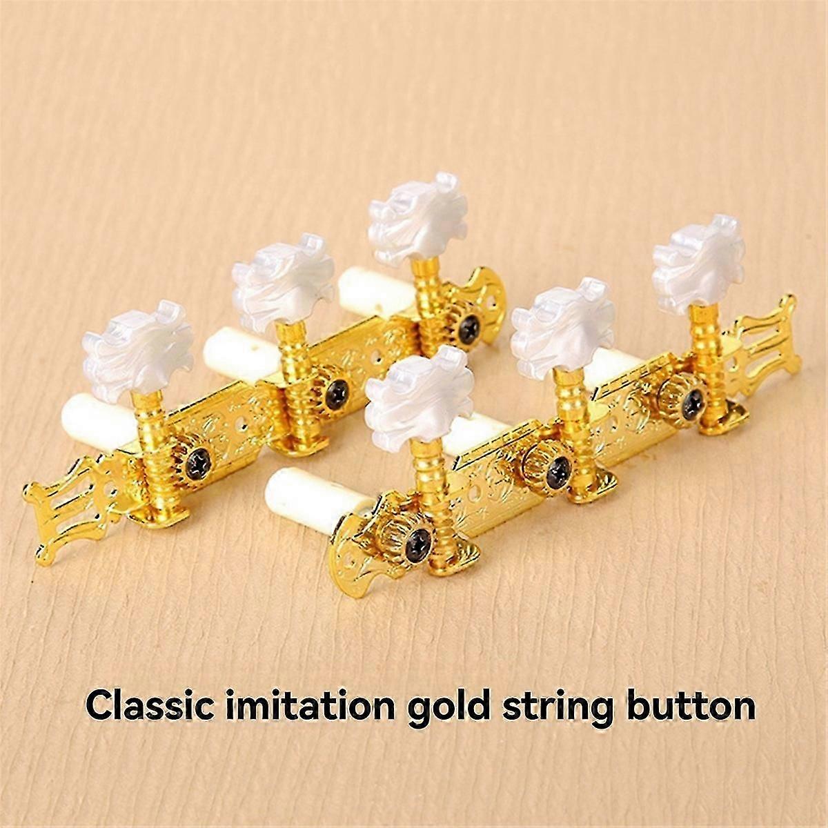 Classical style guitar buttons 2 sets gold-proof white tuning knobs