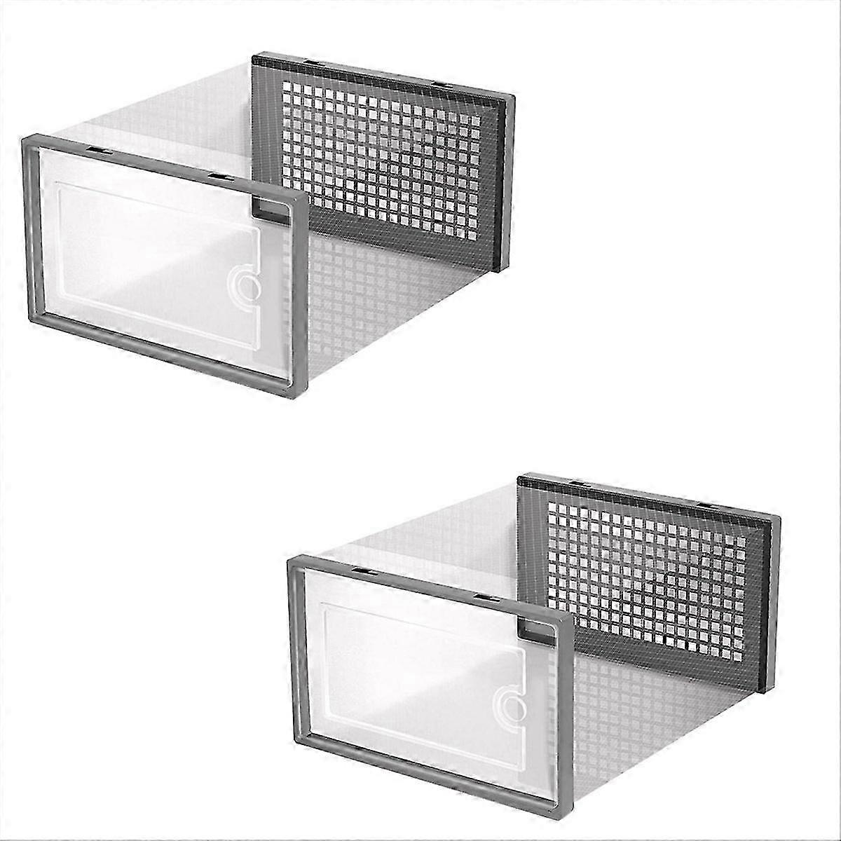 Shoe Storage Box, Transparent Shoe Storage Boxes Stackable, Grey