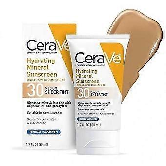 CeraVe Tonat Mineral Solskyddsmedel SPF 30 Skir Ton Hälsosam Glöd 50ml Zinkoxid Titandioxid Återfuktande Ansiktsskydd