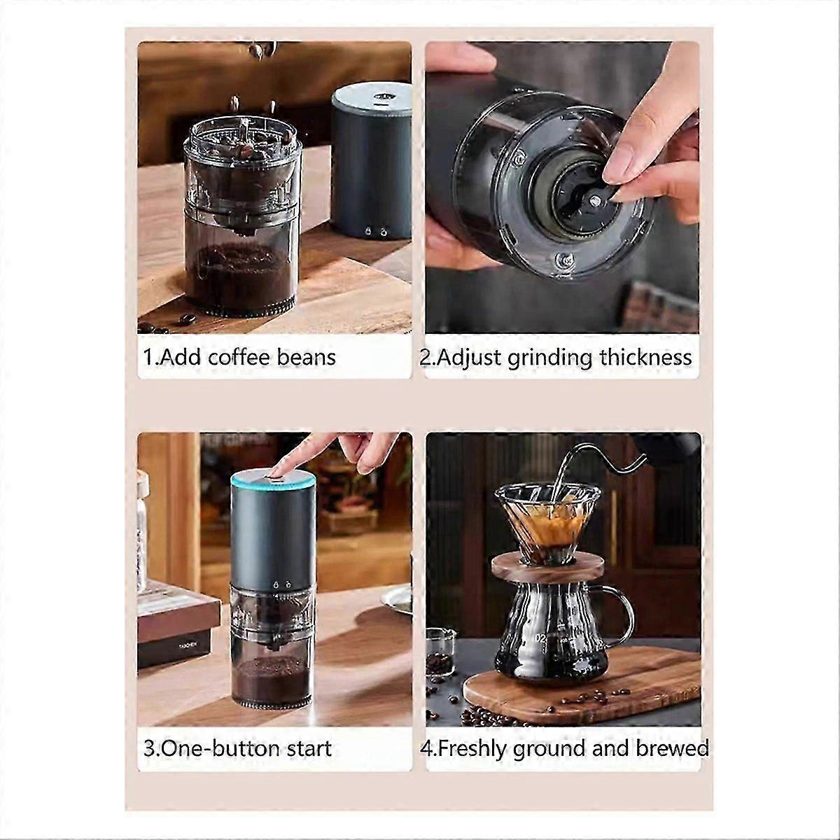 Electric Bean Grinder Automatic Power-off USB Rechargeable