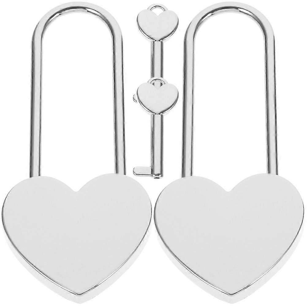 Heart Shape Lock for Decoration 2Sets Small Padlock with Key Silver