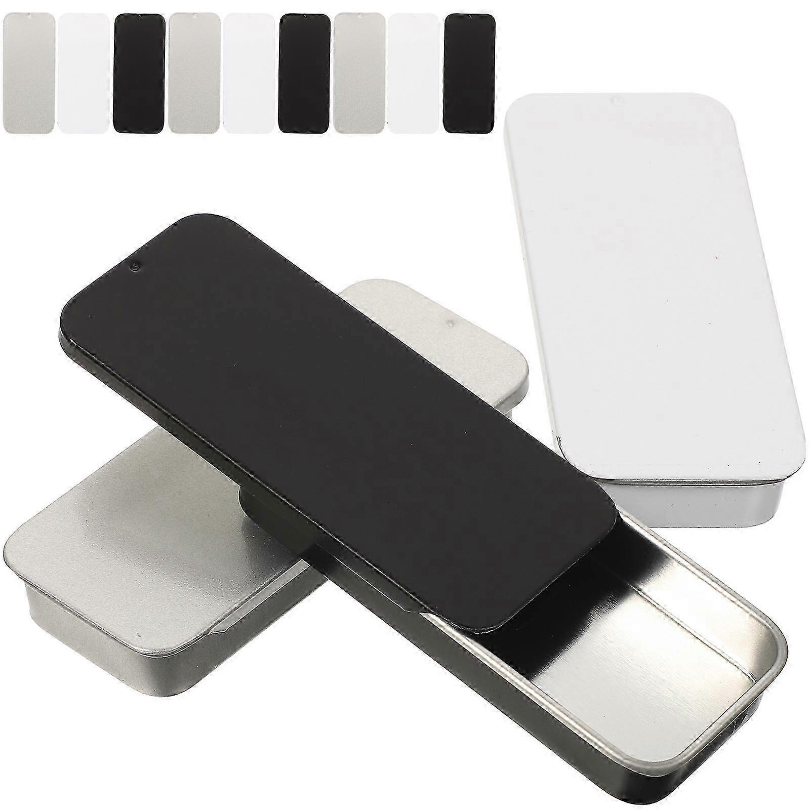 Small Iron Boxes Silver Mini Metal Boxes with Push Lid 12Pcs