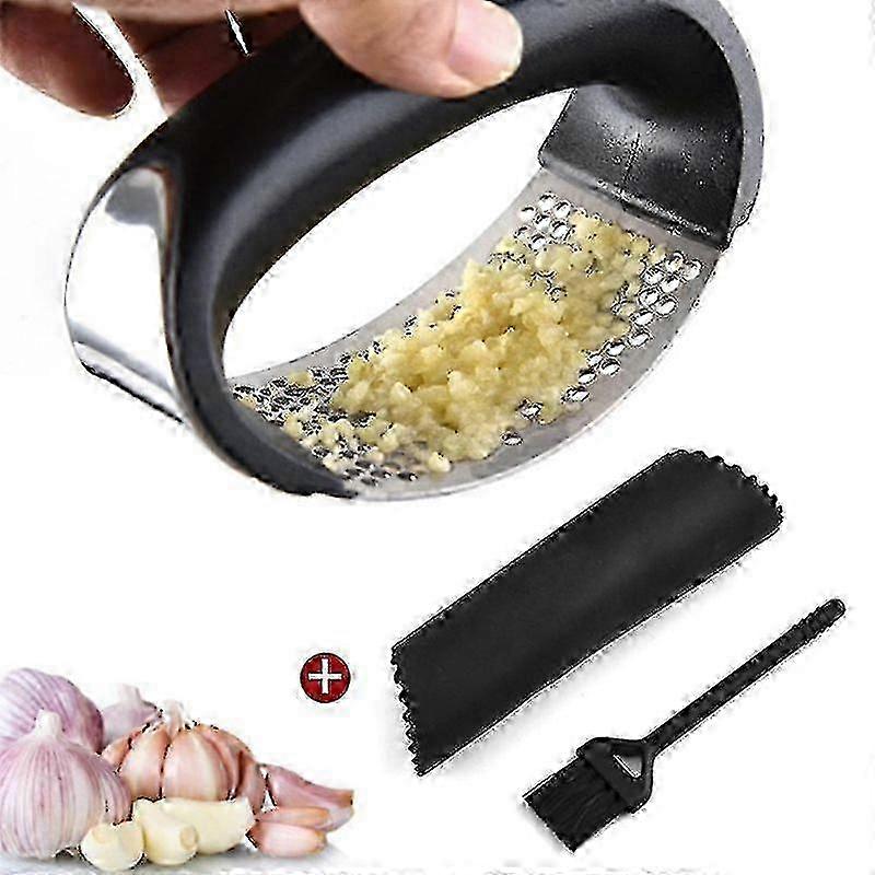 Garlic Ginger Crusher Squeezer , Garlic Peeler Brush Tool Set