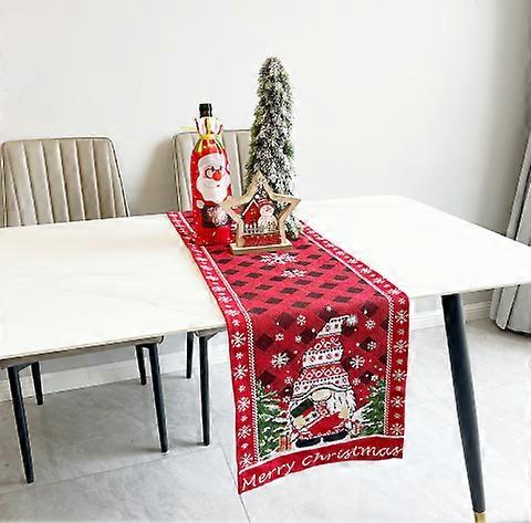 Burlap Christmas Table Runner Heat-Resistant Machine-Washable Foldable